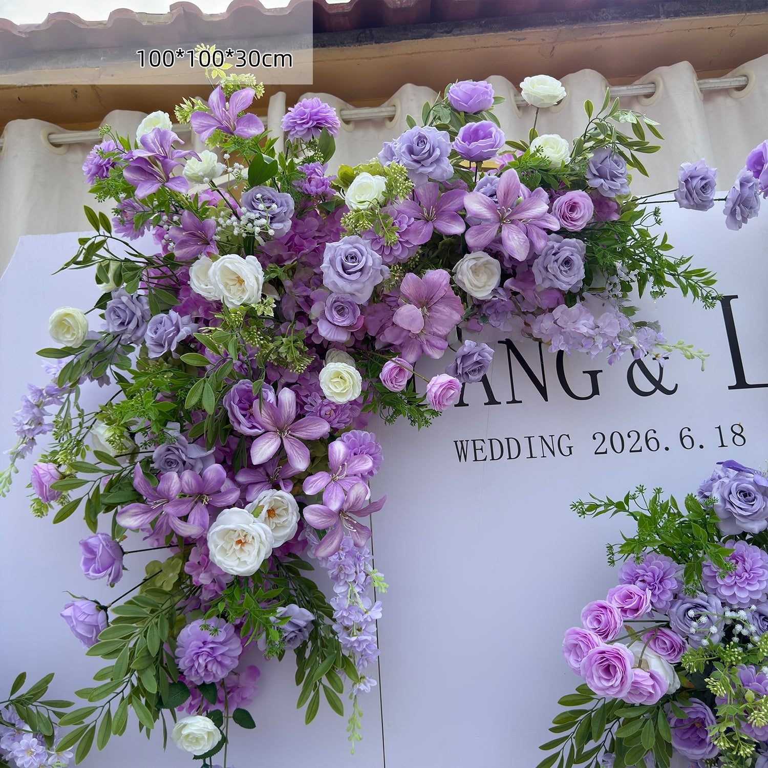 Valar Flower Light Lavender Aisle Floral Runner — Austin Roses & Faux Orchids Wedding Ceremony Decor WF-116