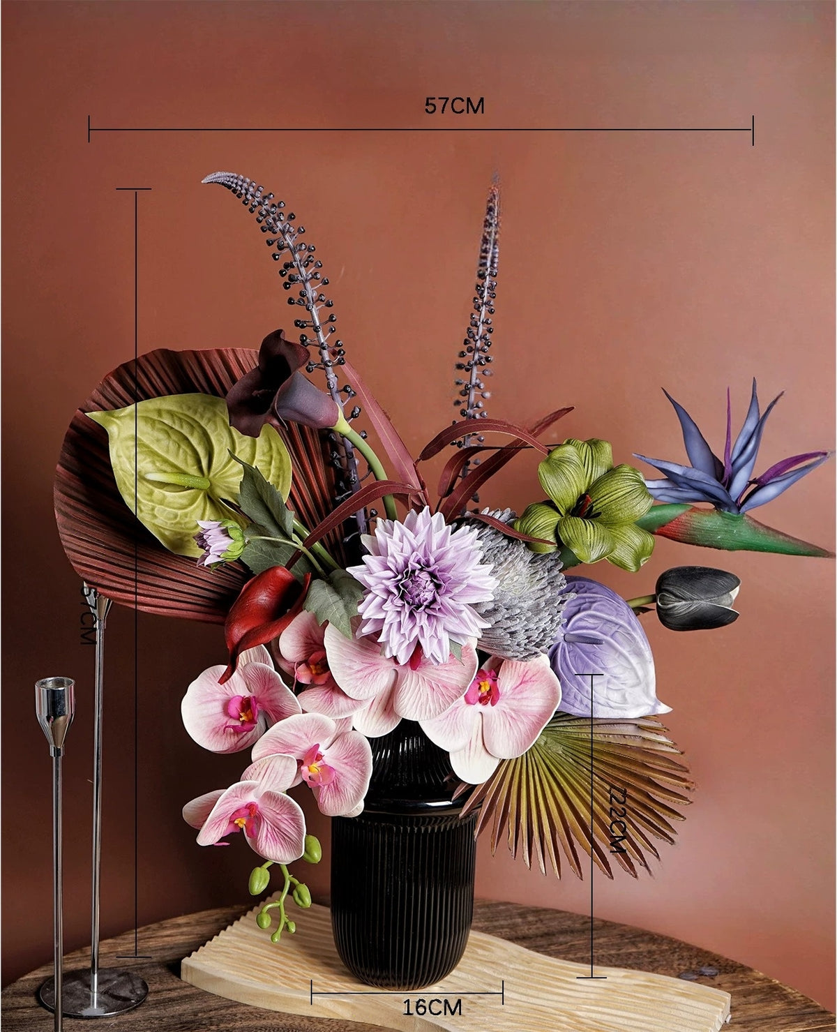 Elegantes Blumenstrauß-Arrangement mit Herbstmotiv | Luxuriöse Kunstblumen für Hochzeiten und Inneneinrichtung VB-113 (ohne Vase)