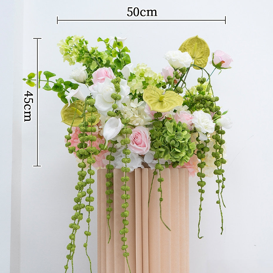 エレガントな青と白の花柄ウェディングアーチ、人工花のアレンジメント、セレモニーバックドロップ＆イベント装飾 FA-211
