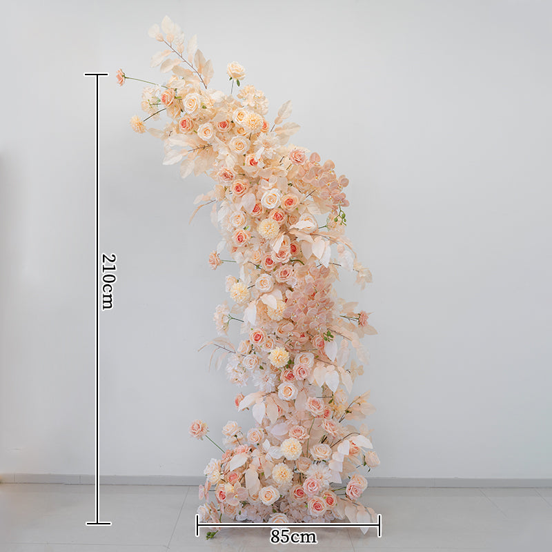 Valar Flower Romantic Champagne Wedding Arch with Artificial Flowers for Ceremony & Event Backdrop VA-387