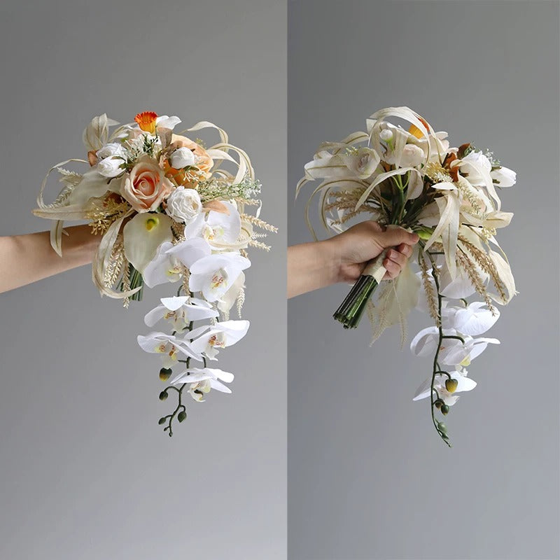 Elegantes Blumenstrauß-Arrangement mit Herbstmotiv | Luxuriöse Kunstblumen für Hochzeiten und Inneneinrichtung VB-113 (ohne Vase)