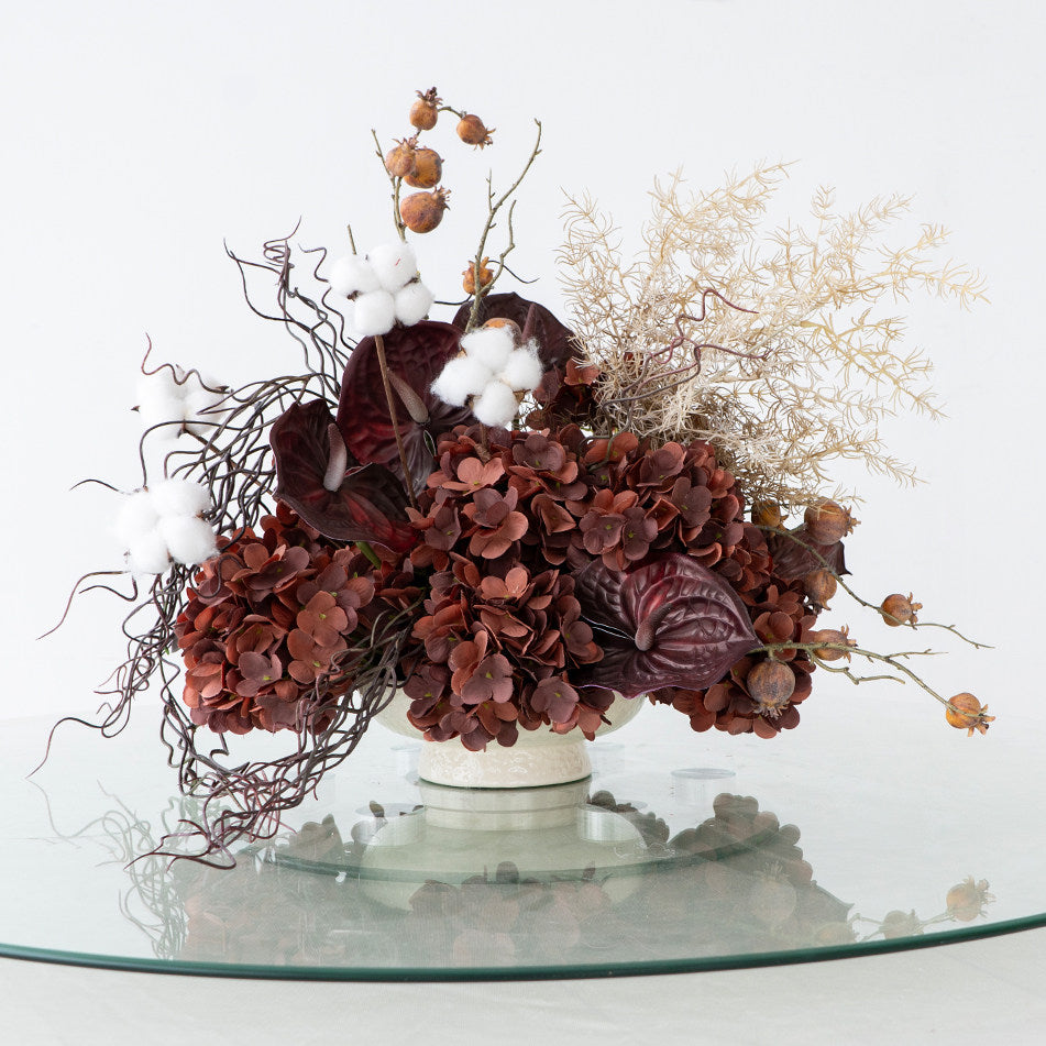 ValarFlower Artificial Table Flower Arrangement, Vintage Faux Floral Centerpiece for Wedding Reception, Party, Event & Home Decor TF-126