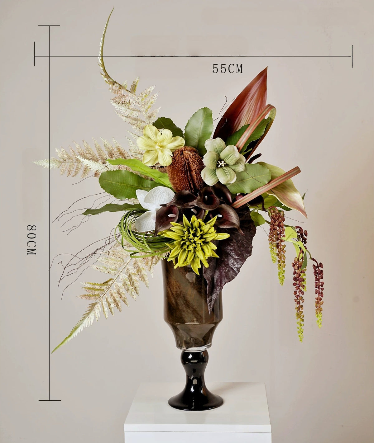 ValarFlower Amber Green Artificial Flower Arrangement Set, Modern Tropical Floral Decor for Home and Event Styling VB-295