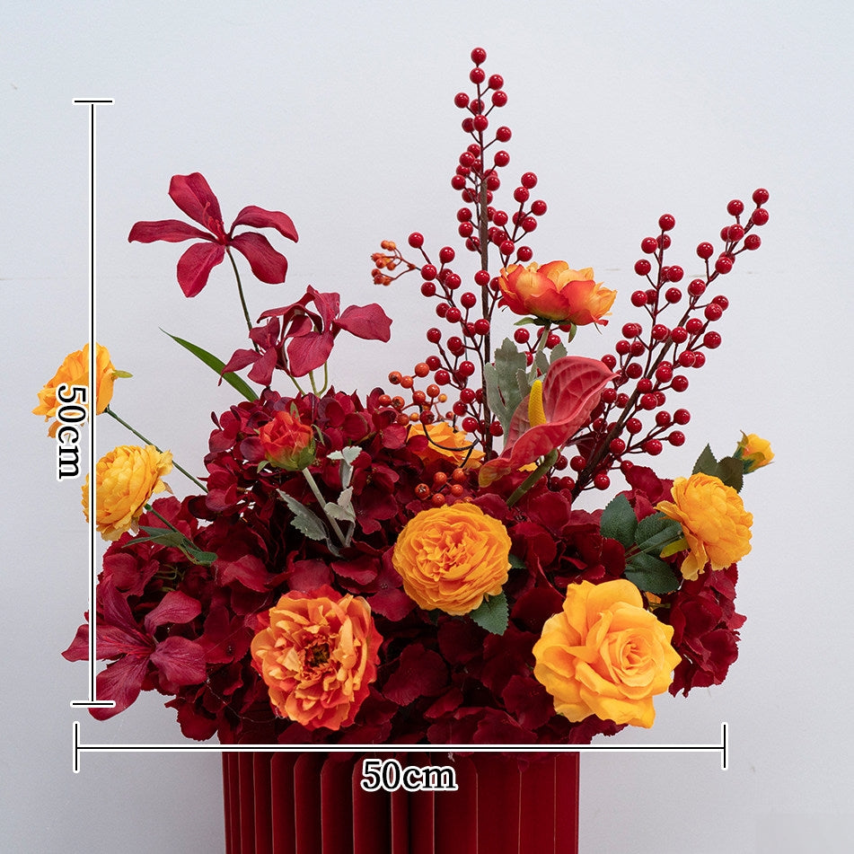 Arreglo de flores artificiales en durazno y blanco – Conjunto romántico para mesa de evento y decoración de señalización FA-263