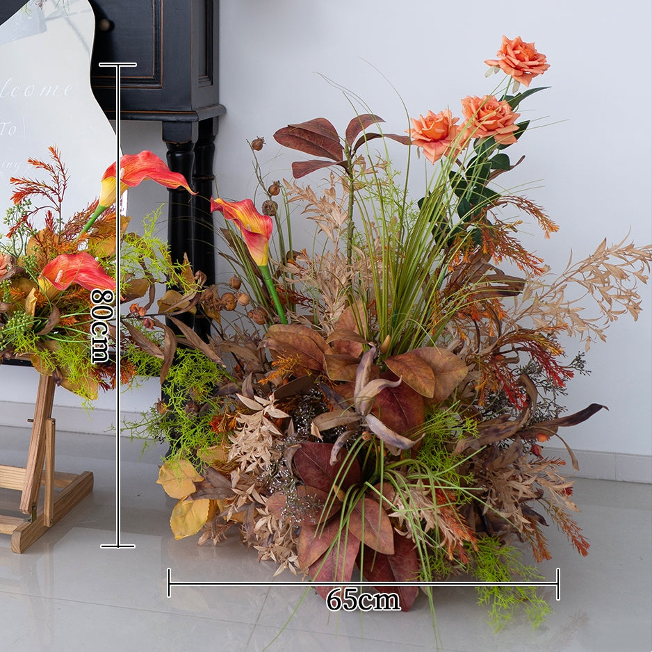 Pfirsich-weißes Kunstblumenarrangement – ​​Romantisches Event-Tisch- und Schild-Styling-Set FA-263