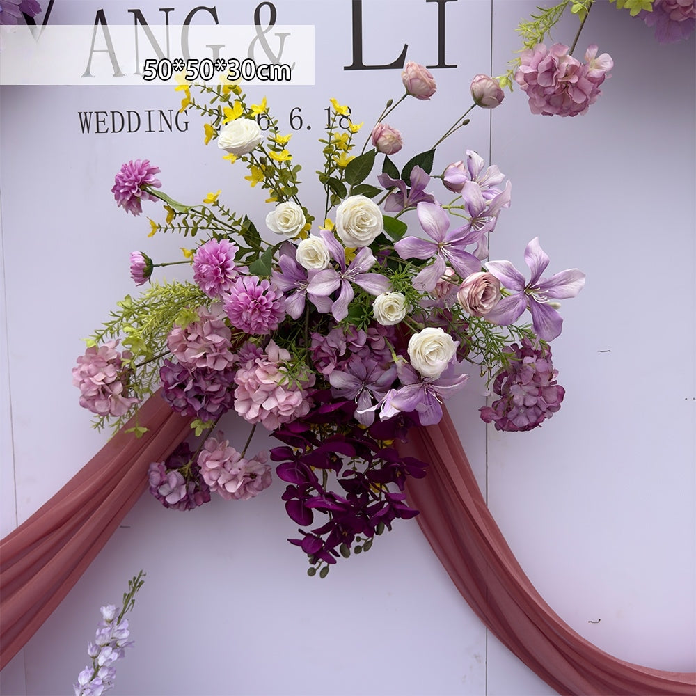 Valar Flower Rose Purple Wedding Aisle Floral Runner — Artificial Ceremony Flowers & Decorative Arrangements WF-114