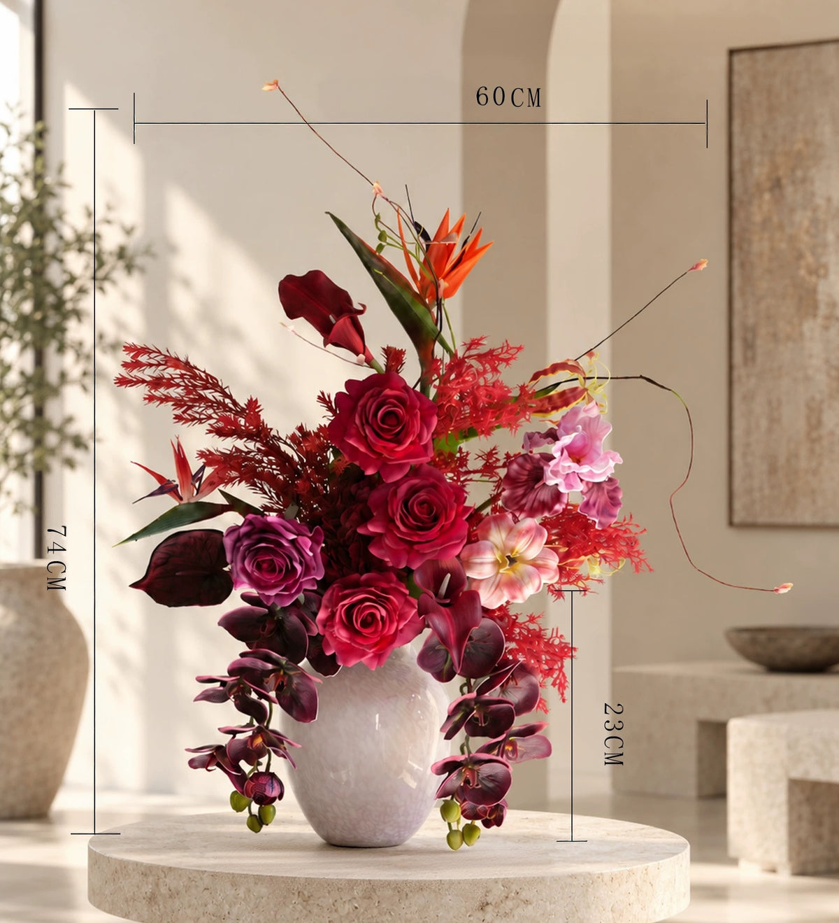 Elegantes Blumenstrauß-Arrangement mit Herbstmotiv | Luxuriöse Kunstblumen für Hochzeiten und Inneneinrichtung VB-113 (ohne Vase)