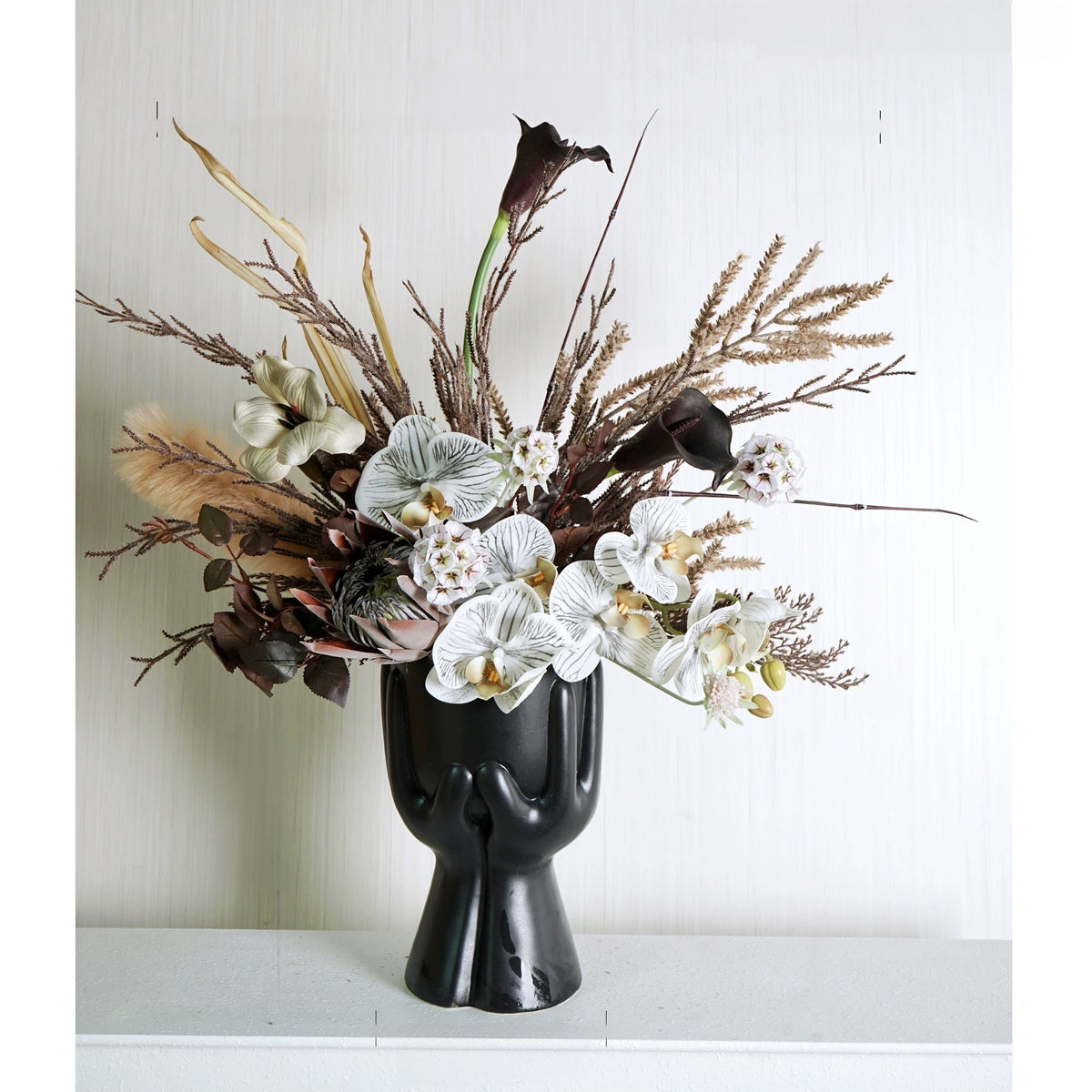 Arreglo de Ramo Floral con Tema Elegante de Otoño | Flores Artificiales de Lujo para Boda y Decoración Interior del Hogar VB-113 (Sin Jarrón)