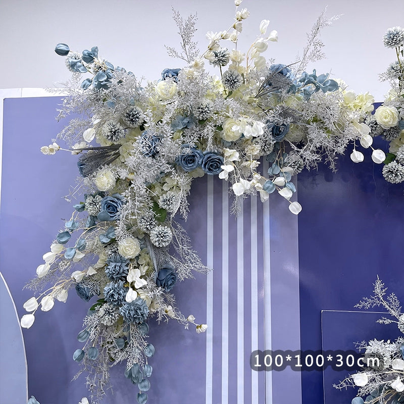 Configuración de flores artificiales inspiradas en la primavera – Conjunto de flores artificiales azules y amarillas para eventos FA-264