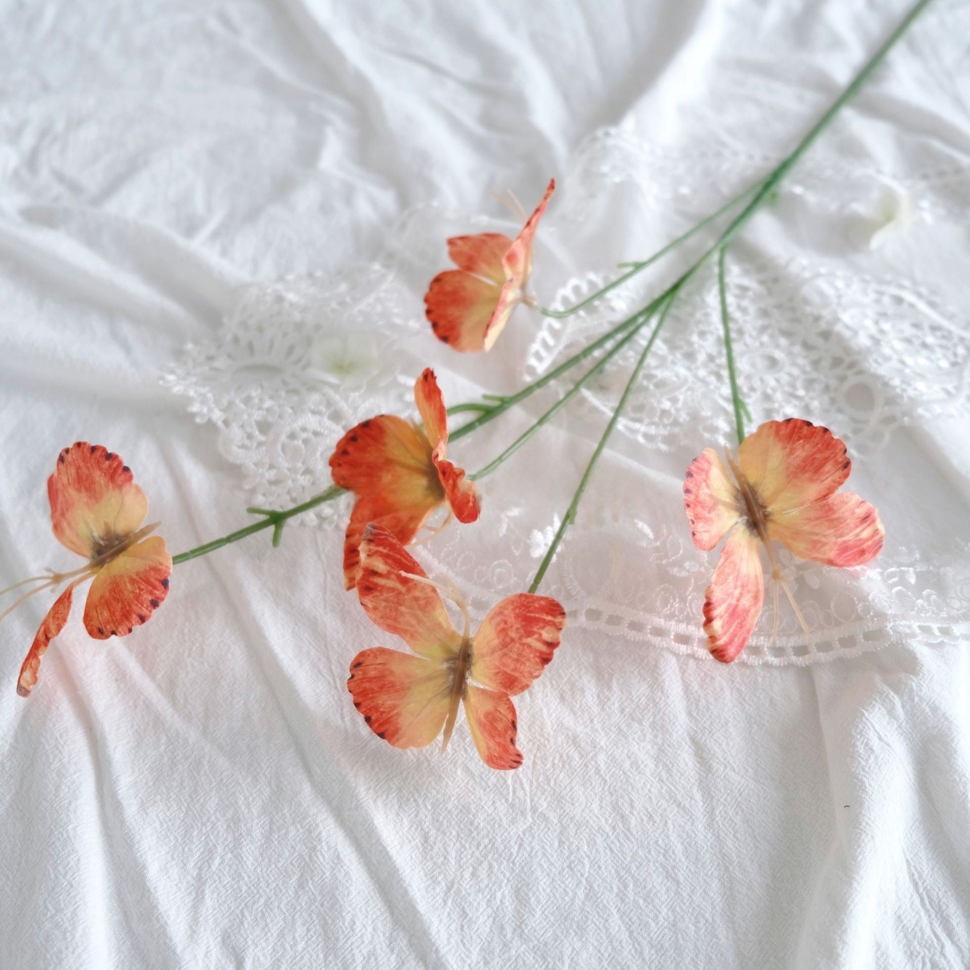 5-Branch Artificial Butterfly Stem – Colorful Faux Picks for Floral Ar