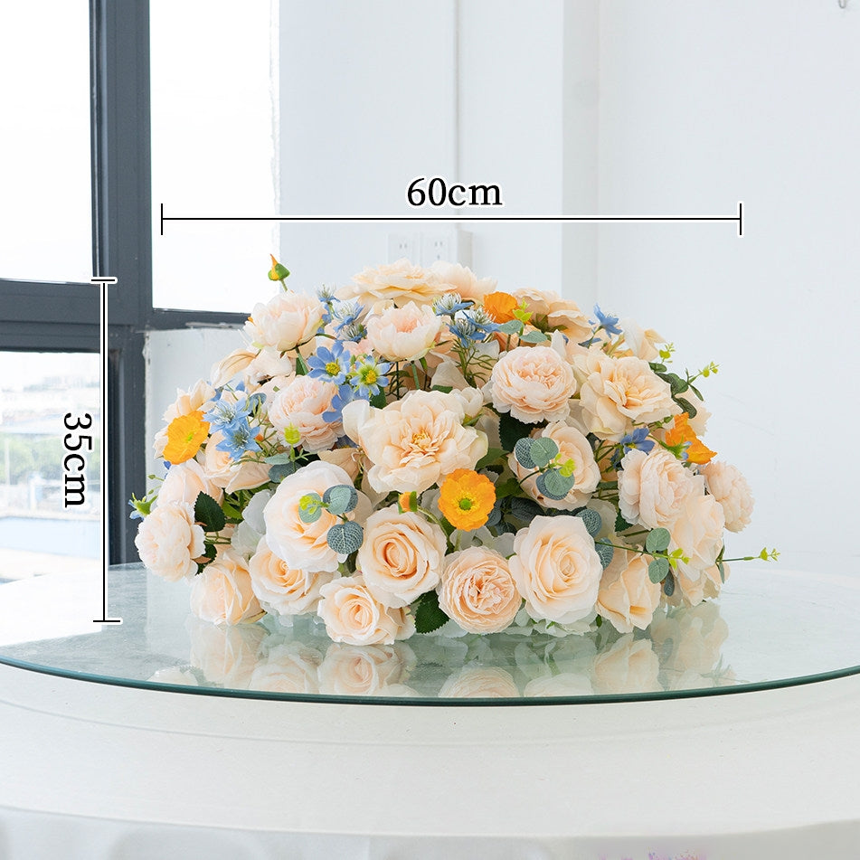 Arreglo Floral Artificial para Decoración de Bodas, Accesorio de Boda Hecho a Mano, Flores Artificiales para Pasillo de Boda al Aire Libre, Decoración de Escenario y Arreglo de Bola Floral TF-110