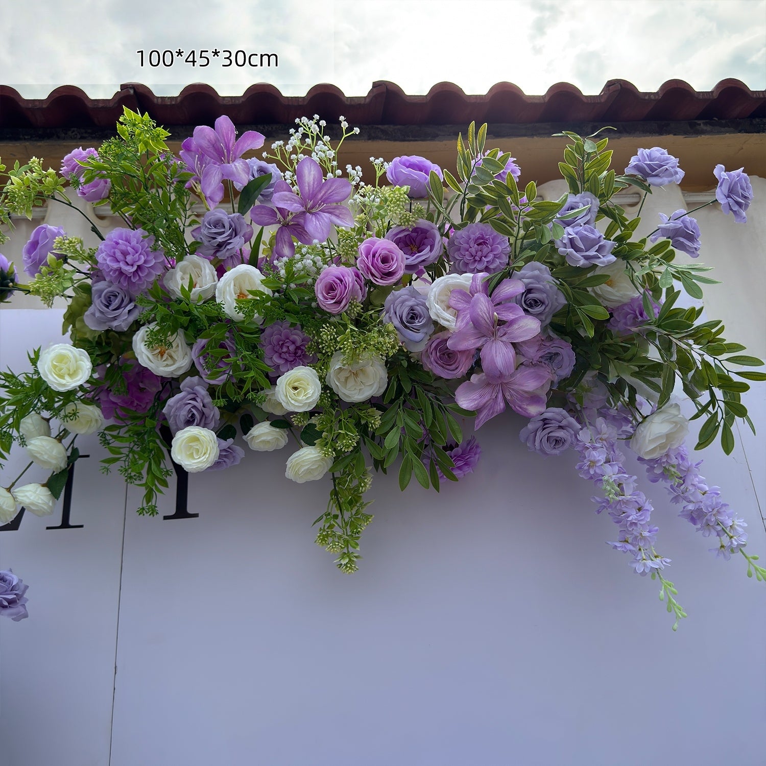 Valar Flower Light Lavender Aisle Floral Runner — Austin Roses & Faux Orchids Wedding Ceremony Decor WF-116