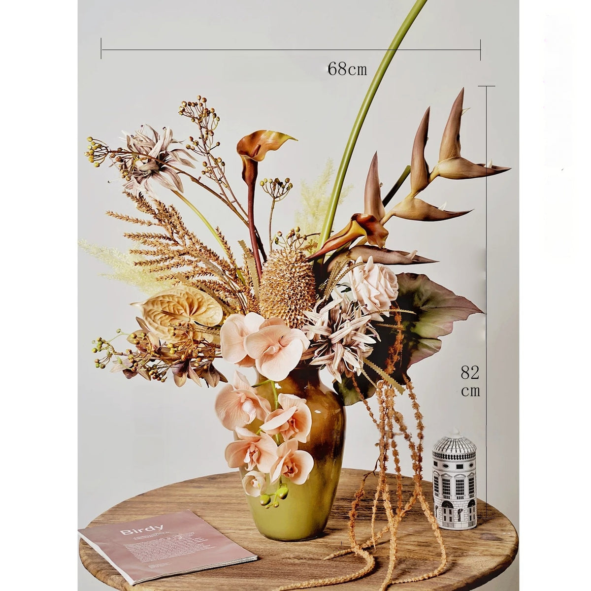 ValarFlower Neutral Beige Artificial Flower Arrangement, Wabi Sabi Orchid Floral Decor for Home and Event Styling VB-290
