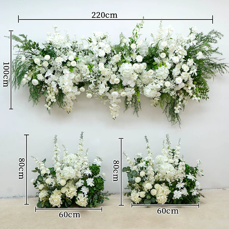 ValarFlower White Green Artificial Flower Arrangement Set, Wedding Ceremony Backdrop and Aisle Floral Decor FA-381