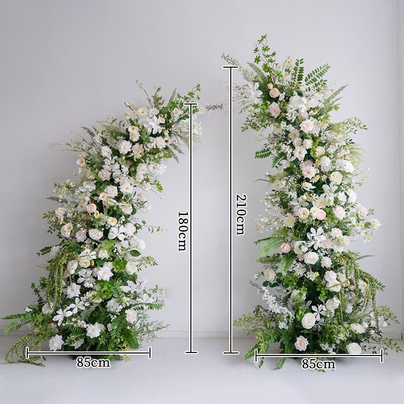 Arche florale élégante en forme de lune pour cérémonie de mariage - Arche de fleurs artificielles pour mariages, événements et occasions spéciales