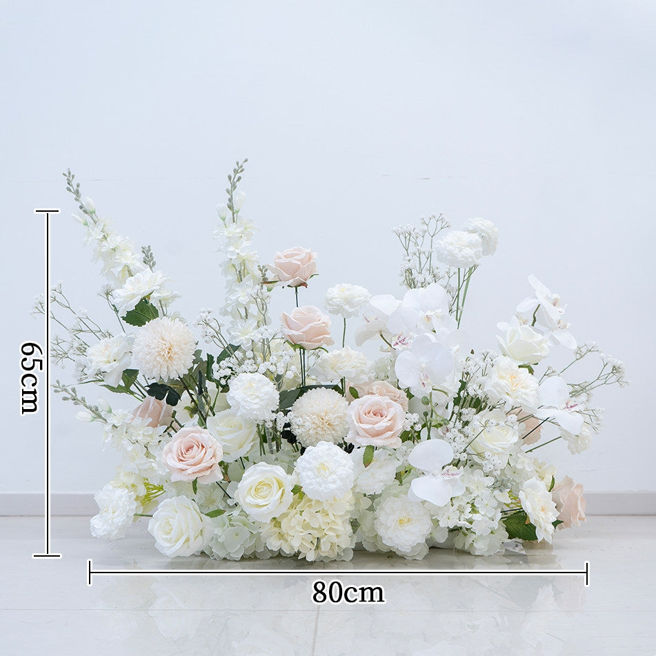 Pfirsich-weißes Kunstblumenarrangement – ​​Romantisches Event-Tisch- und Schild-Styling-Set FA-263
