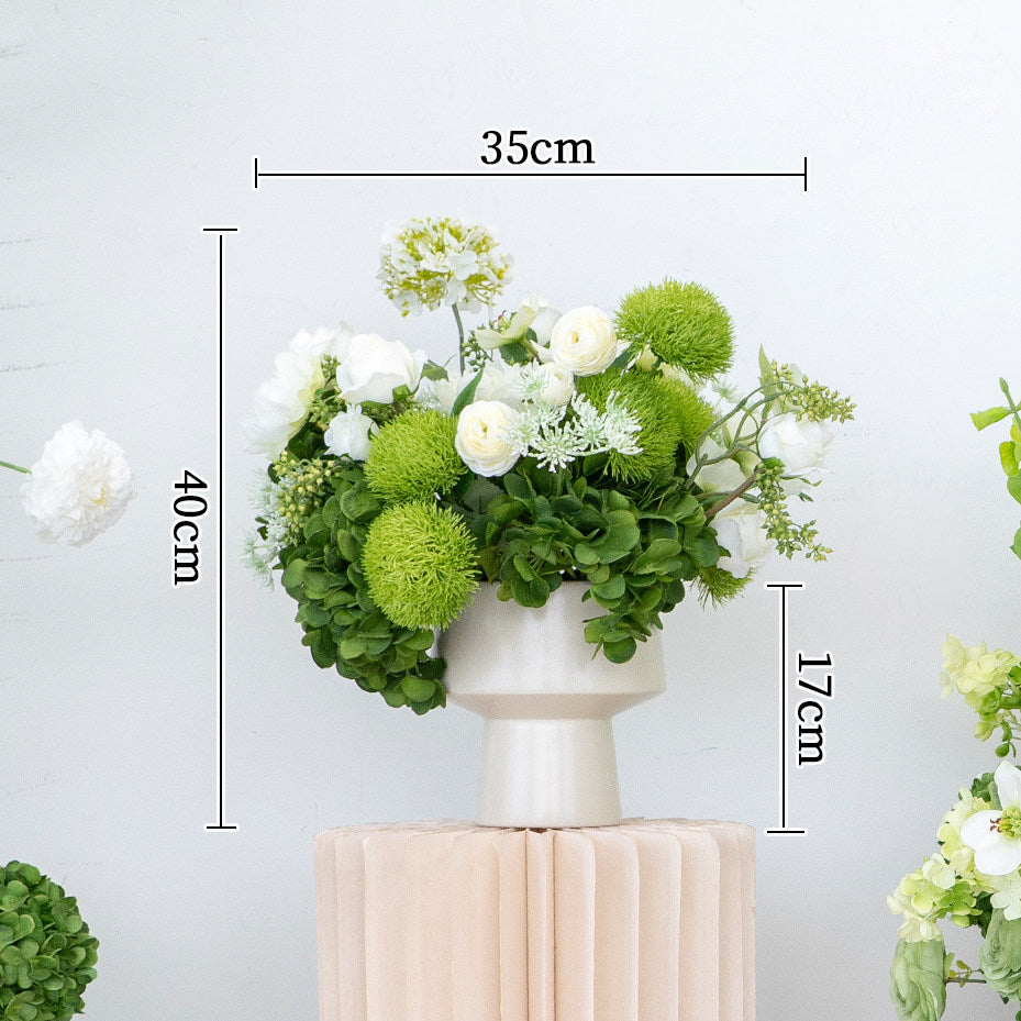 ValarFlower Luxury Artificial Wedding Arch Floral Installation, White & Green Faux Flower Ceremony Backdrop, Garden Wedding Decor, Outdoor Event Entrance Decoration VA-411