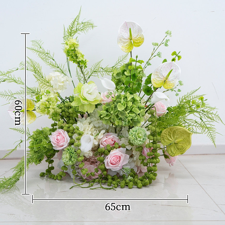 エレガントな青と白の花柄ウェディングアーチ、人工花のアレンジメント、セレモニーバックドロップ＆イベント装飾 FA-211