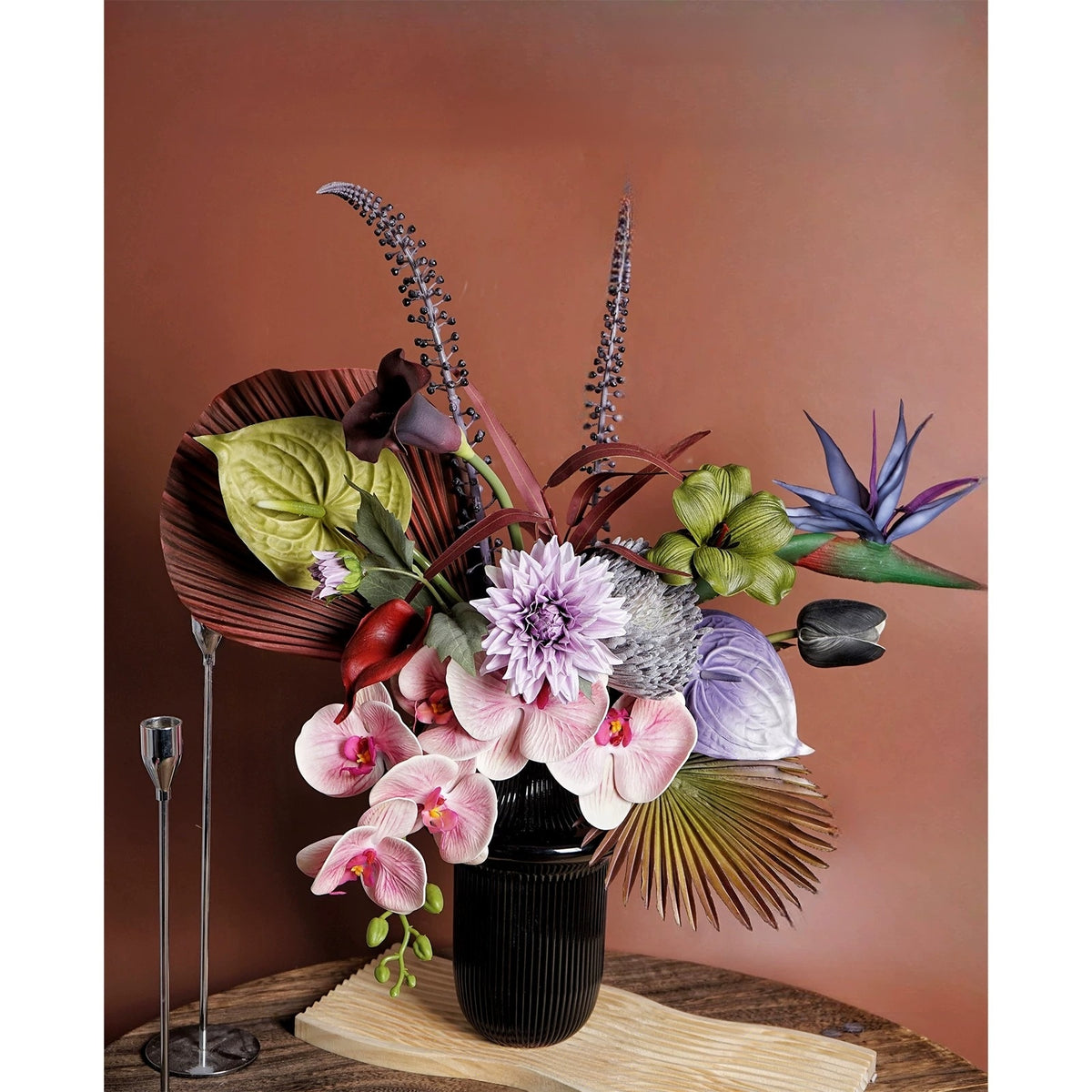 Arreglo de Ramo Floral con Tema Elegante de Otoño | Flores Artificiales de Lujo para Boda y Decoración Interior del Hogar VB-113 (Sin Jarrón)
