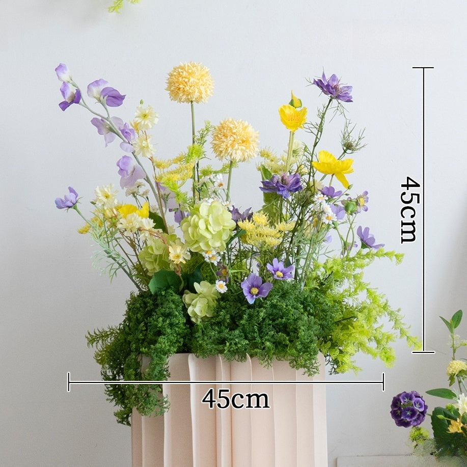 エレガントな青と白の花柄ウェディングアーチ、人工花のアレンジメント、セレモニーバックドロップ＆イベント装飾 FA-211