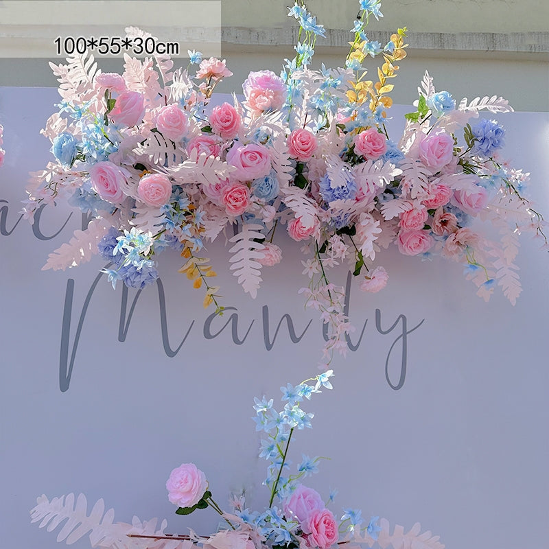 Valar Flower Pastel Pink and Blue Artificial Flower Aisle Arrangement for Wedding Ceremony Decor WF-102