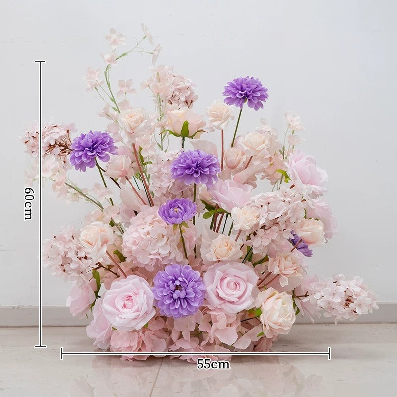 ValarFlower Pastel Pink Purple Floral Installation, Romantic Rose Flower Wall Decor for Wedding Ceremony and Event Backdrop FA-377
