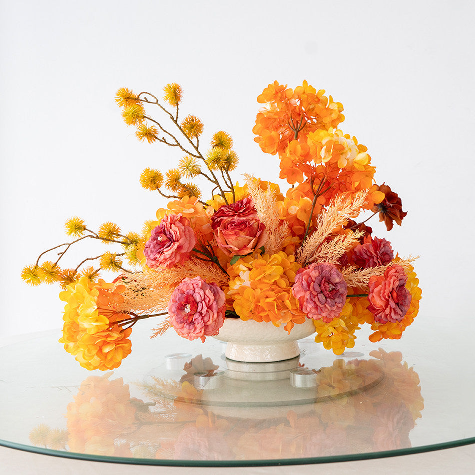 ValarFlower Artificial Table Flower Arrangement, Vintage Faux Floral Centerpiece for Wedding Reception, Party, Event & Home Decor TF-126
