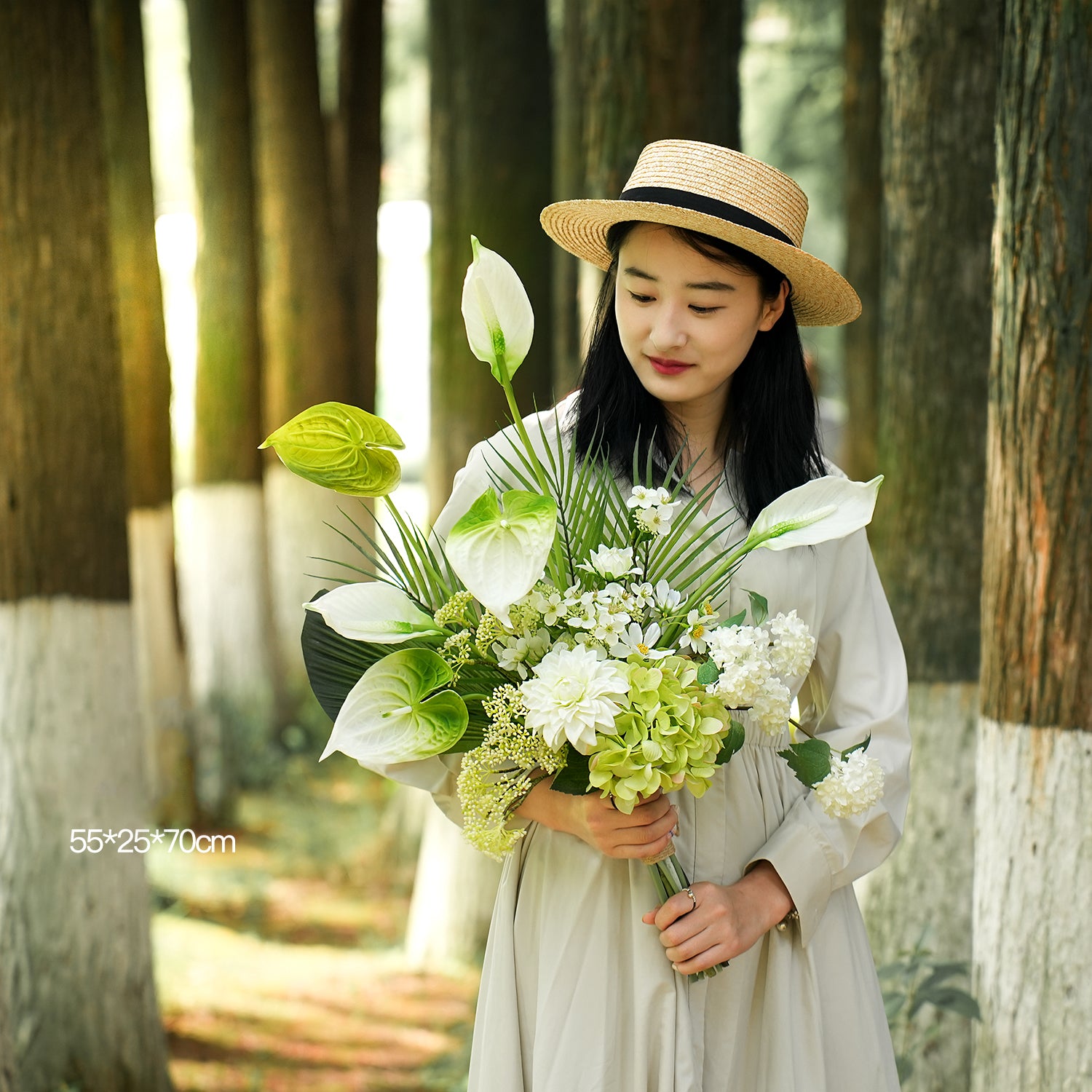 Romantic Naturalist Bridal Bouquet | Silk Floral Arrangement for Outdoor Weddings & Elegant Home Décor VB-103 (Without Vase)