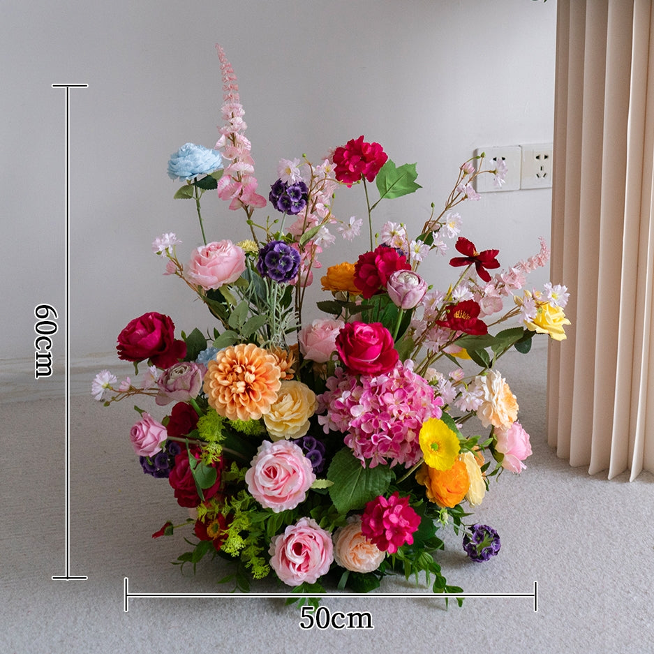 Buntes Kunstblumen-Set – Freistehende Kunstblumeninstallation für Hochzeits- und Eventdekoration FA-243