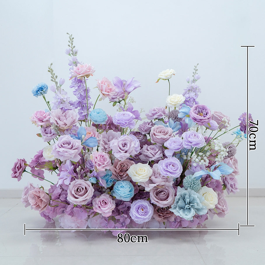 Corredor de mesa floral falso en tonos malva romántico y rubor, flores elegantes en cascada para ocasiones especiales FA-238
