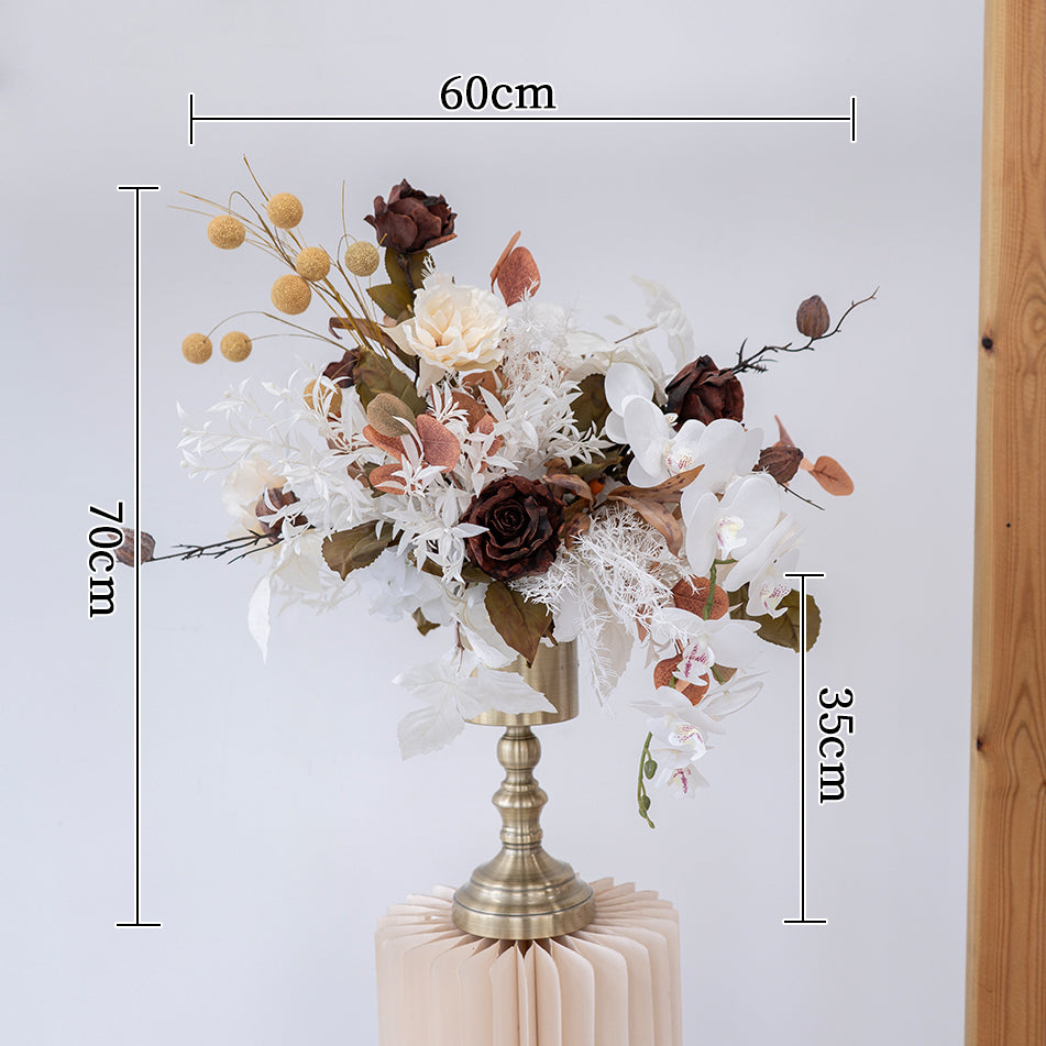 Valar Flower Elegant Dark Coffee Brown Wedding Arch Flower Set – Faux Floral Backdrop for Ceremony & Reception FA-305