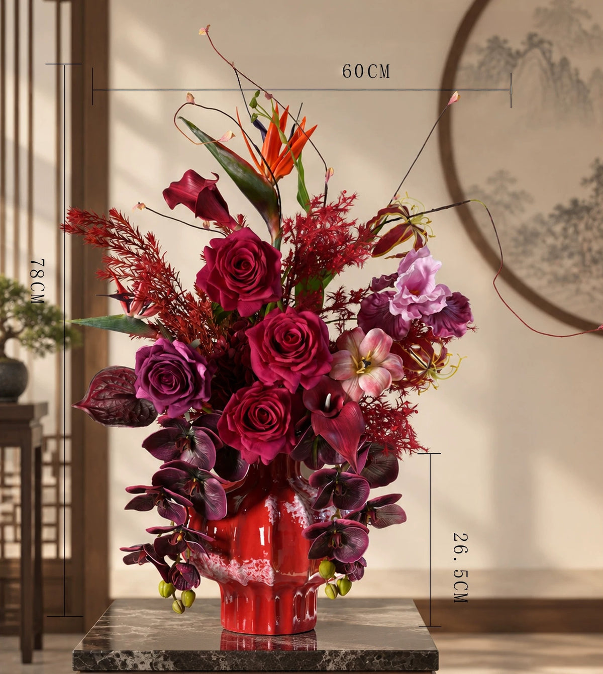 Elegantes Blumenstrauß-Arrangement mit Herbstmotiv | Luxuriöse Kunstblumen für Hochzeiten und Inneneinrichtung VB-113 (ohne Vase)