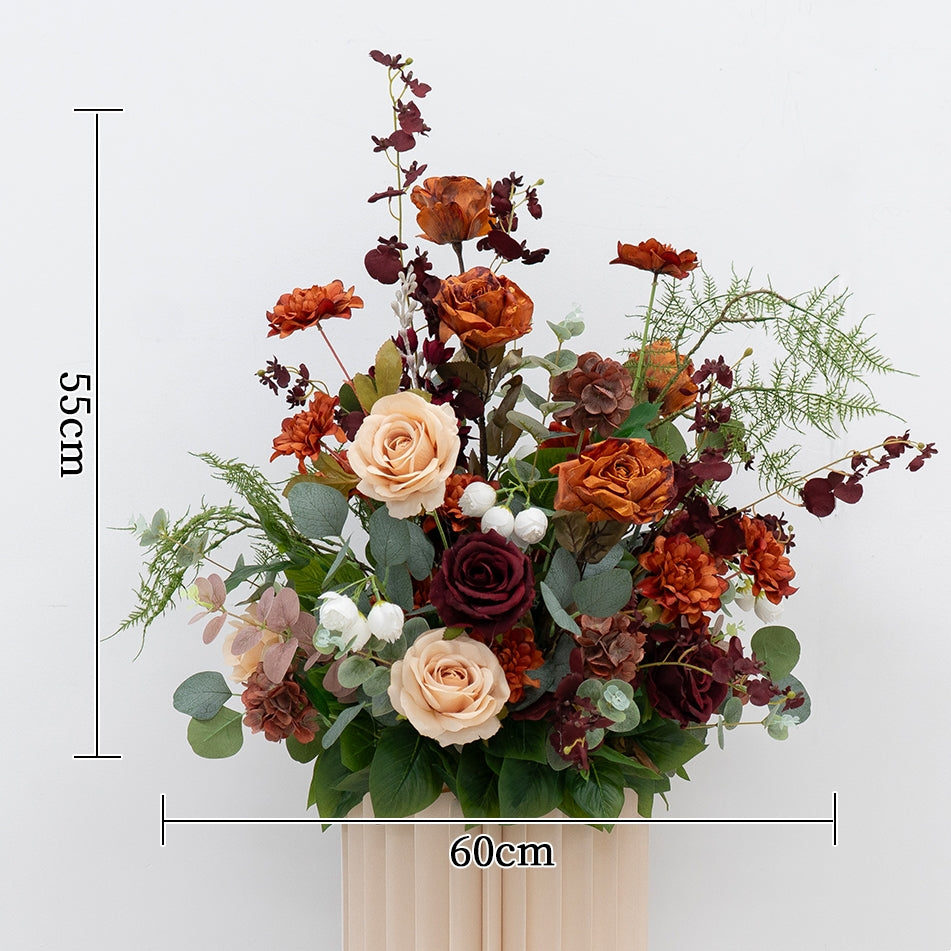 Pfirsich-weißes Kunstblumenarrangement – ​​Romantisches Event-Tisch- und Schild-Styling-Set FA-263