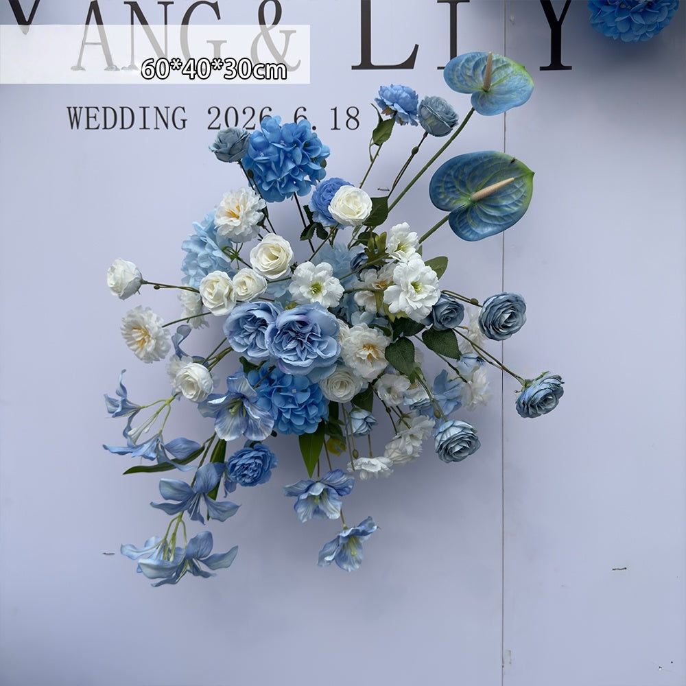 Valar Flower Sky Blue Phalaenopsis Aisle Floral Runner — Artificial Wedding Ceremony & Engagement Path Decor WF-109