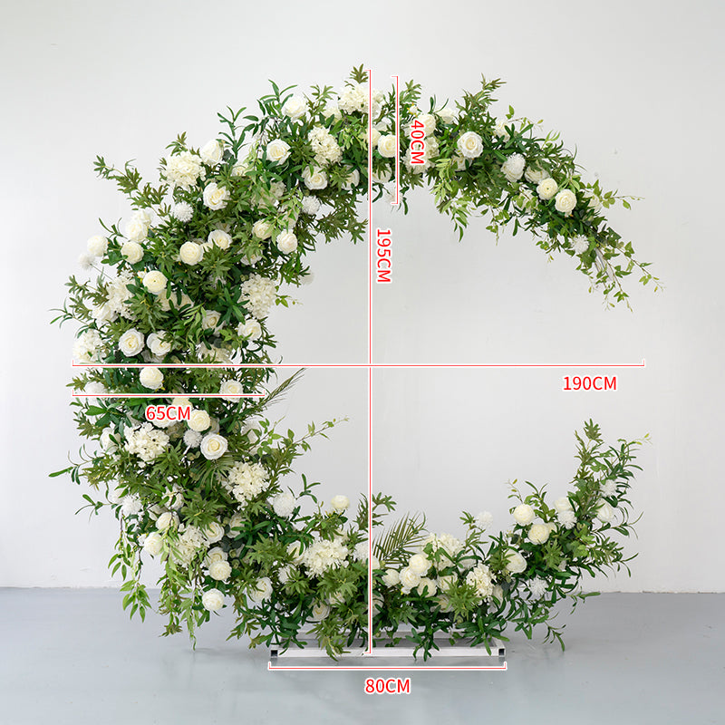 Romantic Crescent Wedding Arch, Artificial Floral Backdrop, Elegant Ceremony Decor & Event Display VA-319