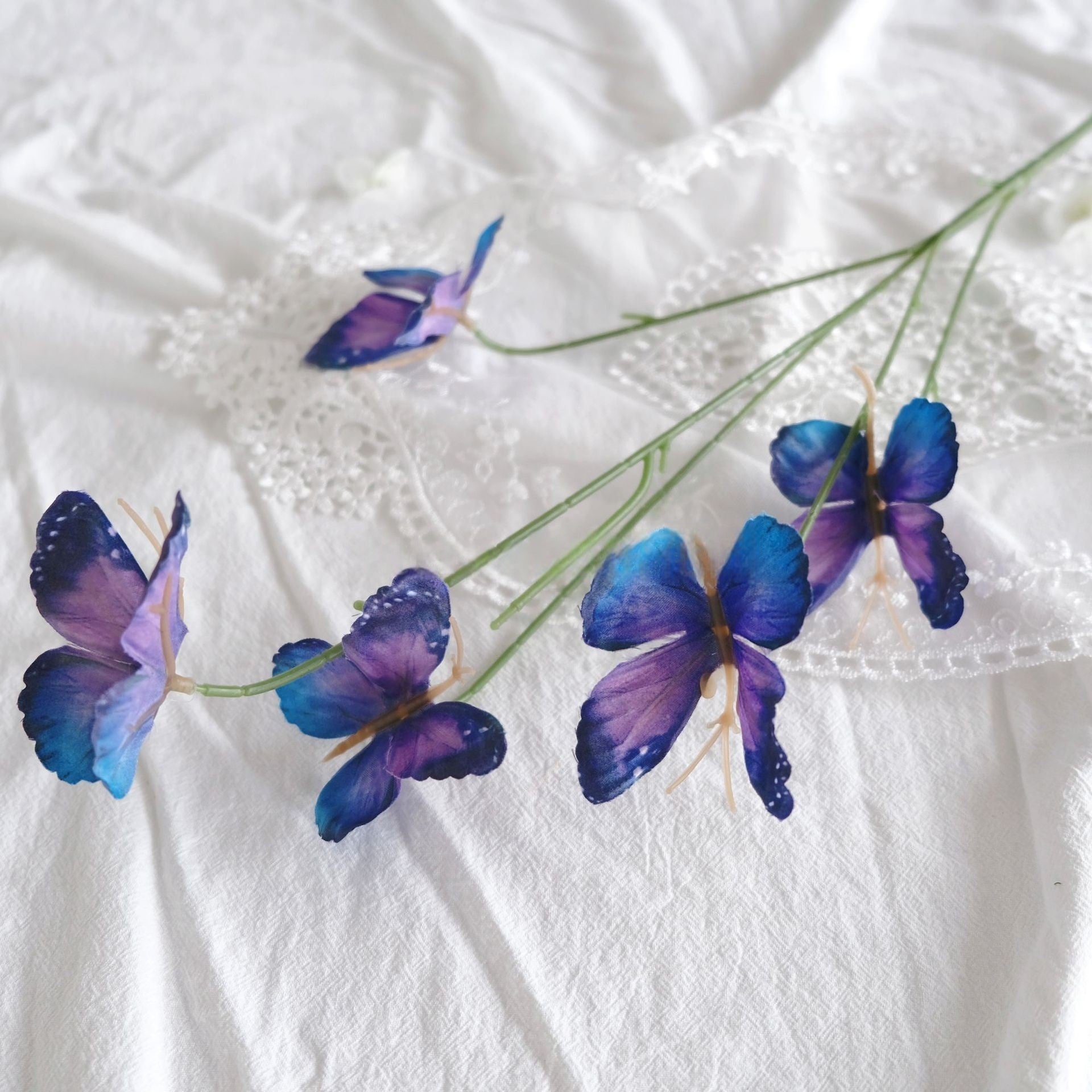 5-Branch Artificial Butterfly Stem – Colorful Faux Picks for Floral Ar
