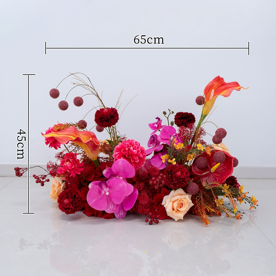 Valar Flower Luxury Artificial Wedding Flower Set – Red & Orange Floral Decoration for Reception, Party Backdrop & Centerpieces FA-303
