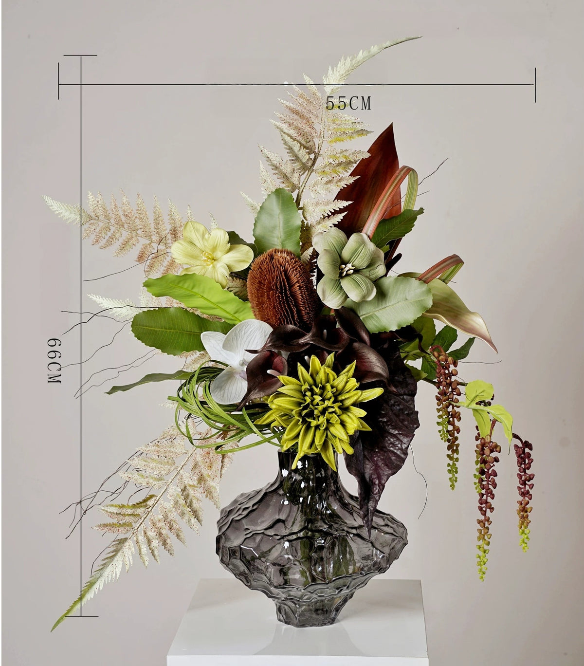 ValarFlower Amber Green Artificial Flower Arrangement Set, Modern Tropical Floral Decor for Home and Event Styling VB-295