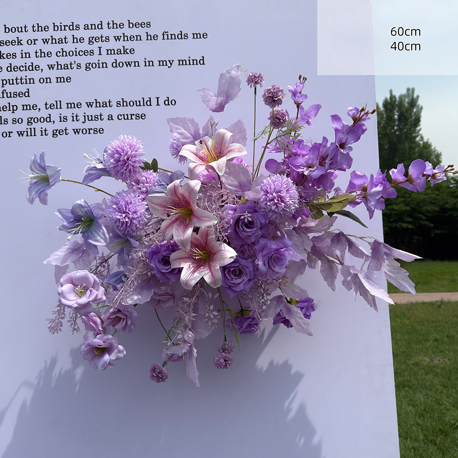 Valar Flower Pure Purple Lily Aisle Floral Runner — Faux Eucalyptus Wedding Pathway Decoration WF-121