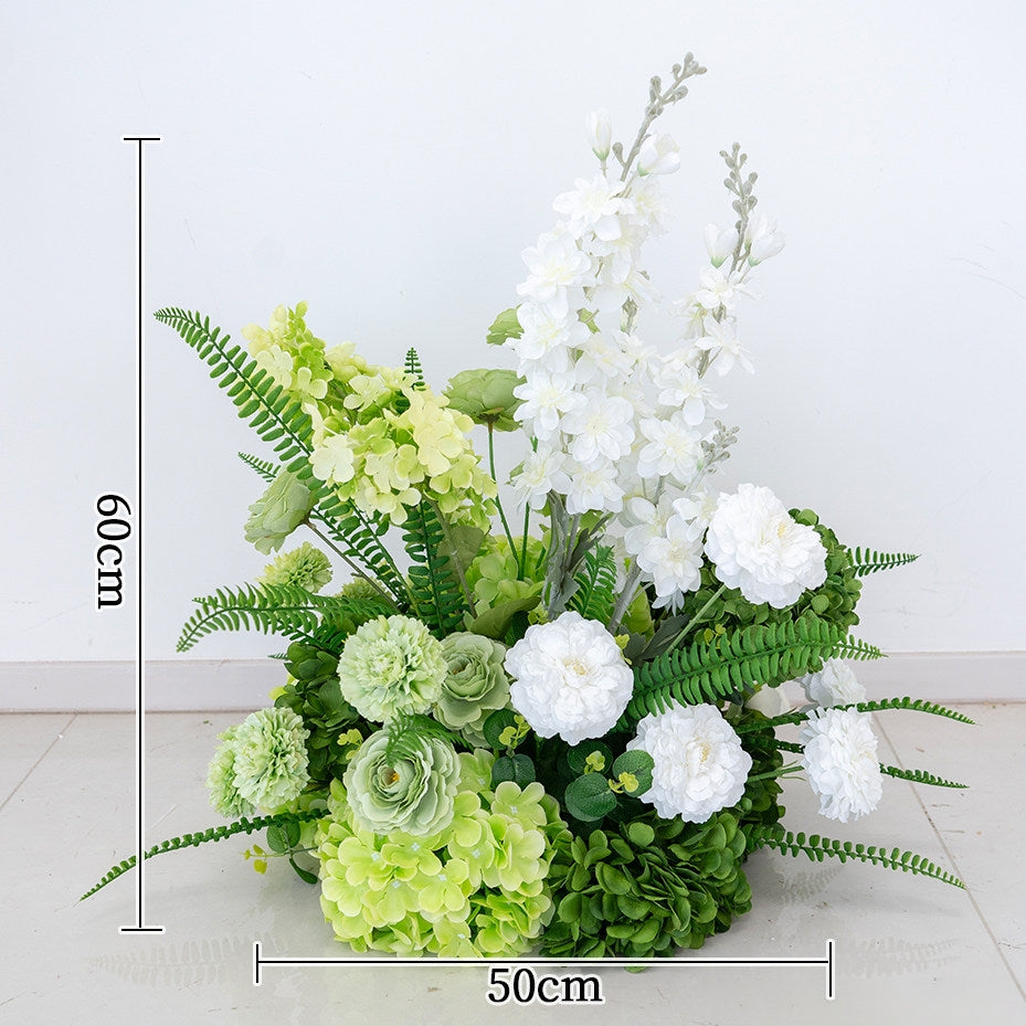 ValarFlower Luxury Artificial Wedding Arch Floral Installation, White & Green Faux Flower Ceremony Backdrop, Garden Wedding Decor, Outdoor Event Entrance Decoration VA-411