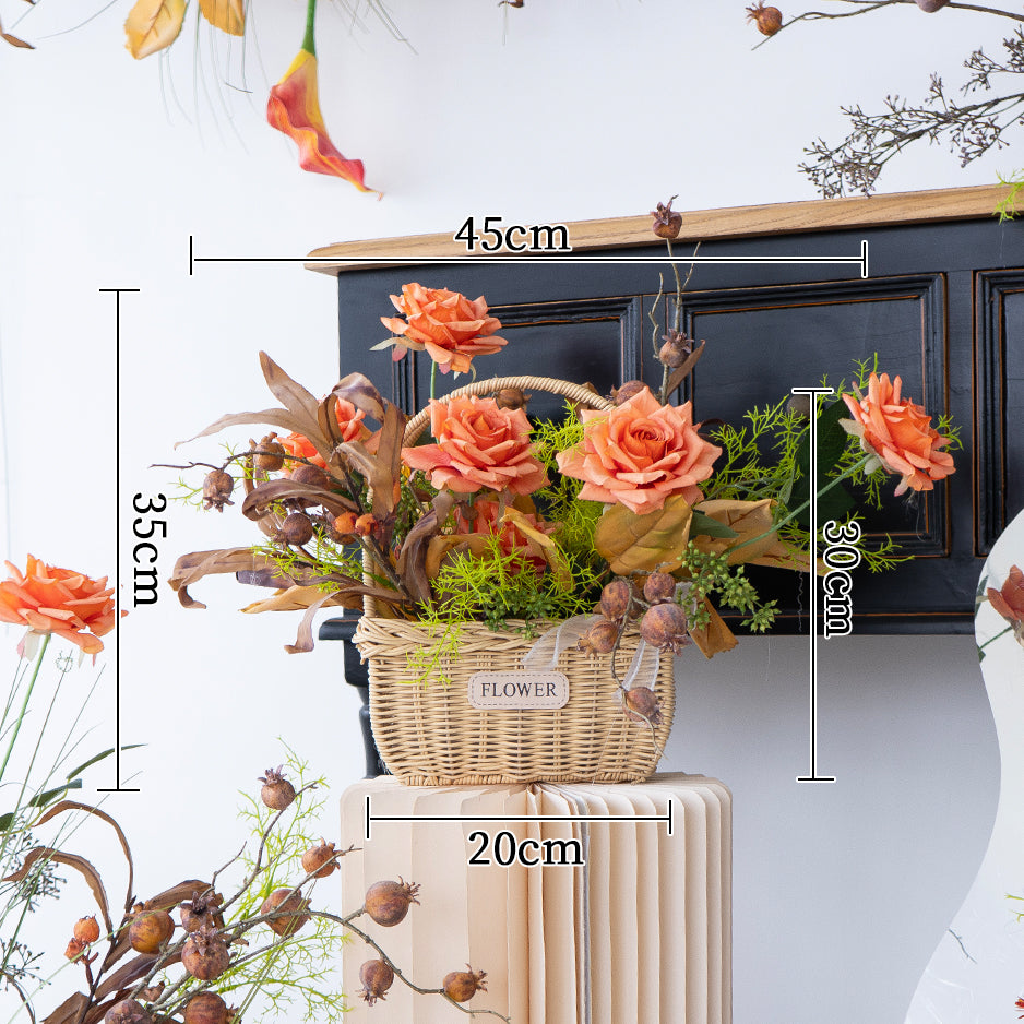 Pfirsich-weißes Kunstblumenarrangement – ​​Romantisches Event-Tisch- und Schild-Styling-Set FA-263