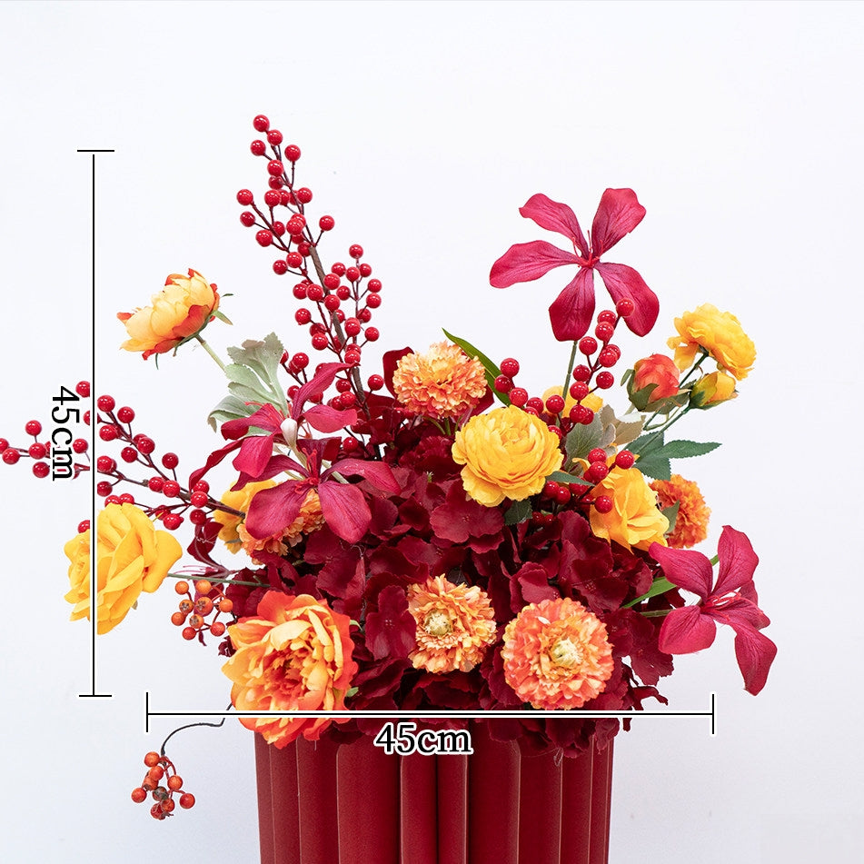 Arreglo de flores artificiales en durazno y blanco – Conjunto romántico para mesa de evento y decoración de señalización FA-263
