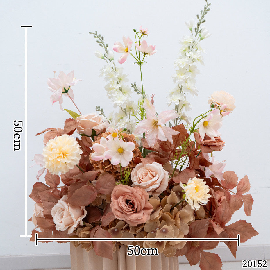 ValarFlower Luxury Peach Floral Wedding Arch Backdrop, Artificial Flower Ceremony Arch with Garden Style Arrangement, Romantic Outdoor Wedding Decor, Engagement Party Entrance Decoration FA-359