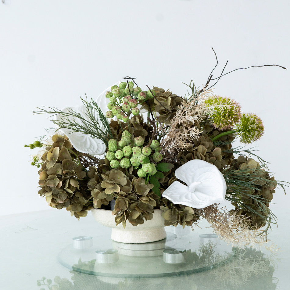 ValarFlower Artificial Table Flower Arrangement, Vintage Faux Floral Centerpiece for Wedding Reception, Party, Event & Home Decor TF-126