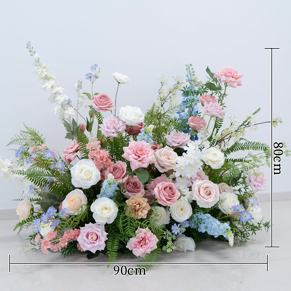 ホワイトローズのボタニカルホーンアーチ – ガーデンウェディングとフォトシュート用の人工花構造 VA-365