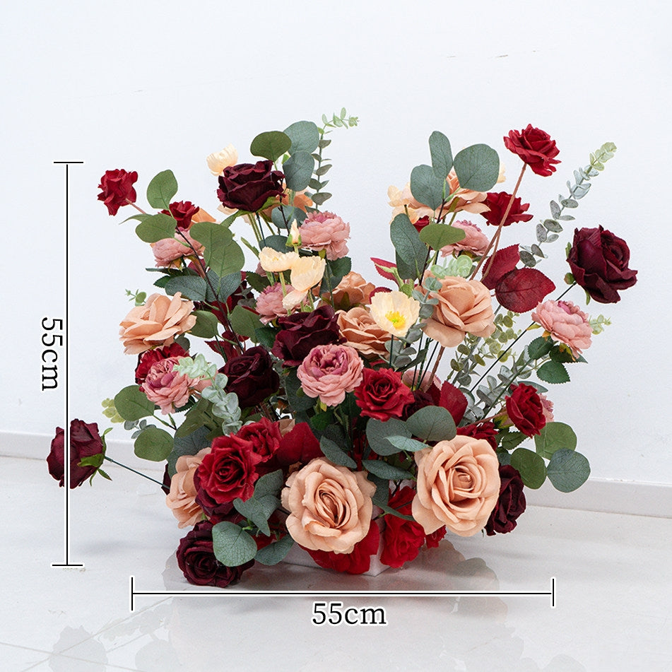 Valar Flower Luxury Burgundy Champagne Faux Rose Arrangements for Wedding & Event Styling FA-317