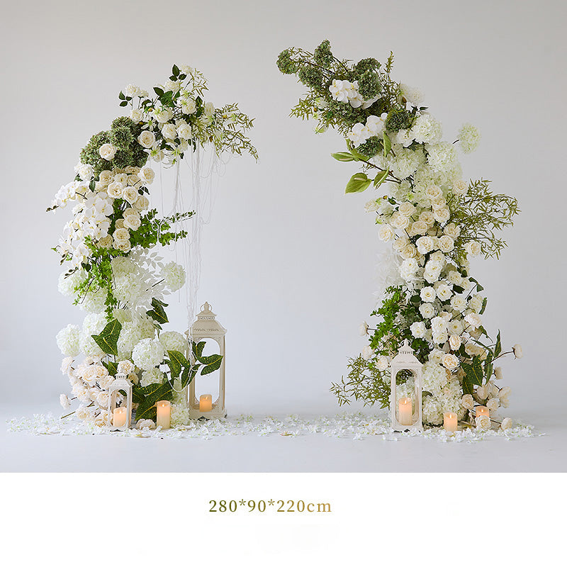 Elegantes weiß-grünes Bodenblumenarrangement | Luxuriöse Kunstblumen für Hochzeiten und Eventdekor FA-101