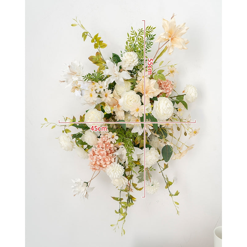 Peach and White Faux Flower Arrangement – Romantic Event Table & Sign