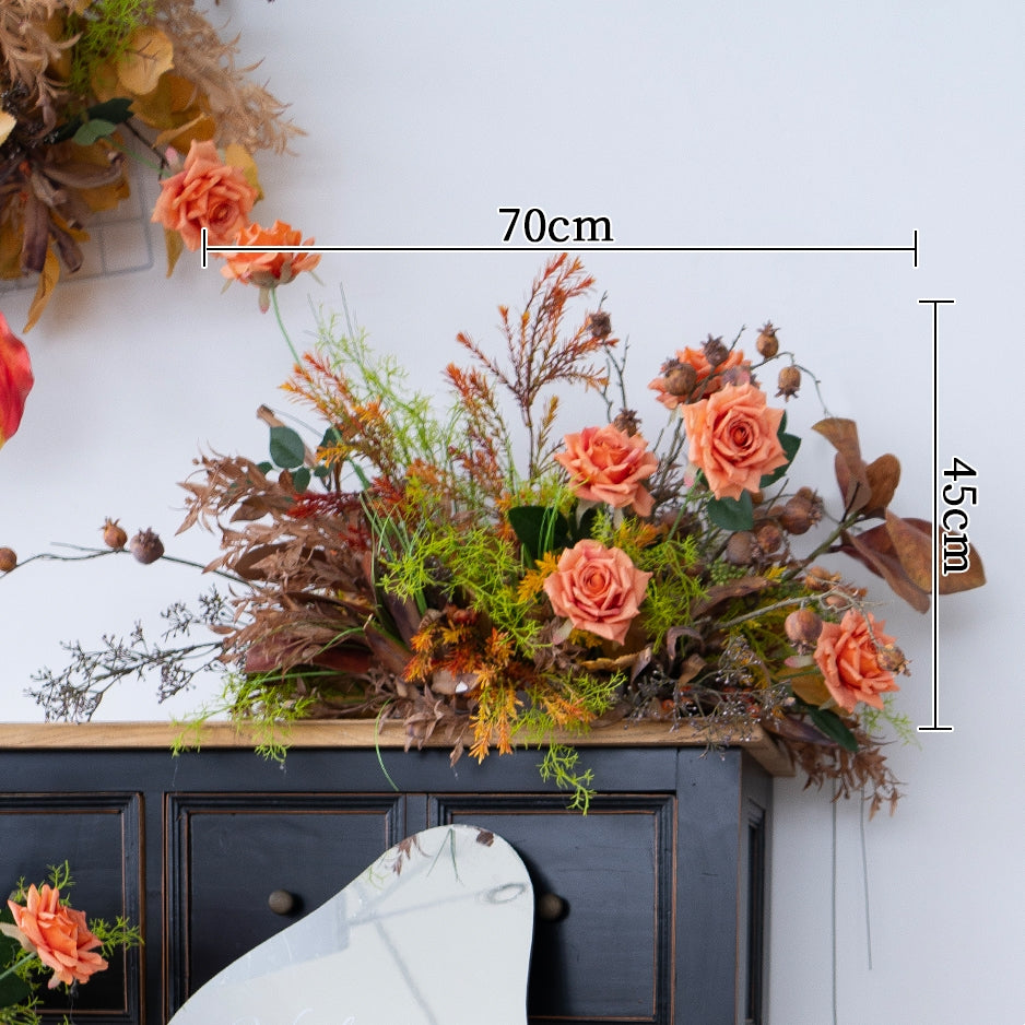 Pfirsich-weißes Kunstblumenarrangement – ​​Romantisches Event-Tisch- und Schild-Styling-Set FA-263