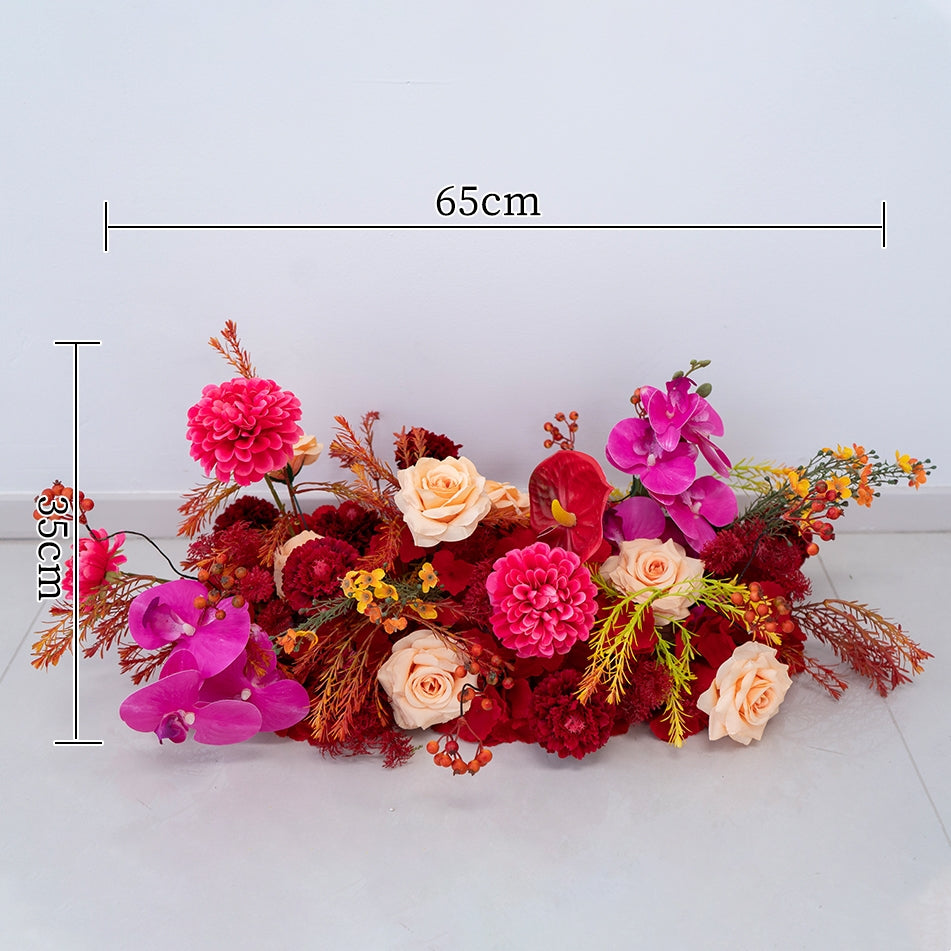 Valar Flower Luxury Artificial Wedding Flower Set – Red & Orange Floral Decoration for Reception, Party Backdrop & Centerpieces FA-303